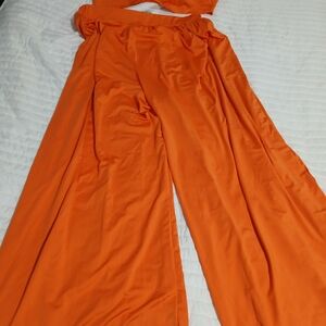 Vibrant Orange Wide-Leg Women's Pants
